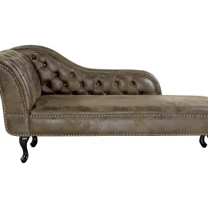 Chaise longue kunstsuede bruin linkszijdig NIMES