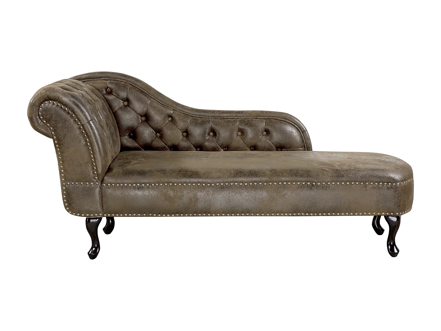 Chaise longue kunstsuede bruin linkszijdig NIMES