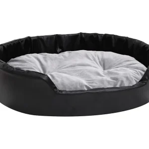 Davidson Hondenmand 90x79x20 cm pluche en kunstleer zwart en grijs Davidson Hondenmand 90x79x20 cm pluche en kunstleer zwart en grijs