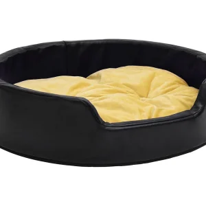 Davidson Hondenmand 99x89x21 cm pluche en kunstleer zwart en geel Davidson Hondenmand 99x89x21 cm pluche en kunstleer zwart en geel