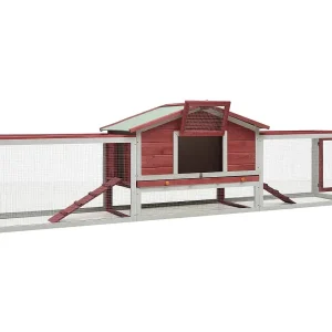 Coalton Konijnenhok 310x70x87 cm massief grenen- en vurenhout rood Coalton Konijnenhok 310x70x87 cm massief grenen- en vurenhout rood