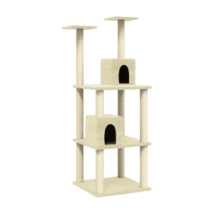 Chiefland Kattenmeubel met sisal krabpalen 141 cm crèmekleurig Chiefland Kattenmeubel met sisal krabpalen 141 cm crèmekleurig