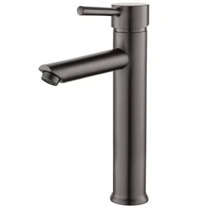 Deco hoge wastafelmengkraan gun grijs metaal – Essebagno