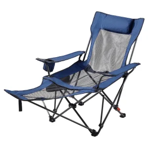 Campingstoel SucceBuy Opvouwbaar, 4 Verstelbare Posities, Draagbare Verstelbare Ligstoel voor Volwassenen, met Voetensteun, Hoofdsteun, Mesh Stof, Blauw Campingstoel SucceBuy Opvouwbaar, 4 Verstelbare Posities, Draagbare Verstelbare Ligstoel voor Volwassenen, met Voetensteun, Hoofdsteun, Mesh Stof, Blauw