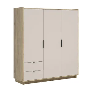Kledingkast 3 deuren 2 laden Donna Cachemire en Hout