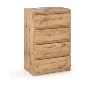 Commode met 4 lades in eikenhout wotan 60 cm tv-meubel voor woonkamer en slaapkamer Commode met 4 lades in eikenhout wotan 60 cm tv-meubel voor woonkamer en slaapkamer