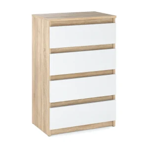 Commode met 4 laden 60 cm Sonoma eiken wit Woonkamermeubels – TV-Slaapkamer Commode met 4 laden 60 cm Sonoma eiken wit Woonkamermeubels – TV-Slaapkamer