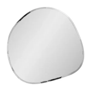 DEVONPORT Organisch gevormde zilveren metalen wandspiegel – B 50 x H 50 cm DEVONPORT Organisch gevormde zilveren metalen wandspiegel – B 50 x H 50 cm