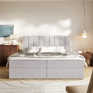 Boxspringbed 160×200 – opbergruimte en topper – hydrofobe chenille – grijs – TOGENTS Boxspringbed 160×200 – opbergruimte en topper – hydrofobe chenille – grijs – TOGENTS