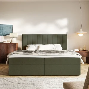 Boxspringbed 160×200 – opbergruimte en topper – hydrofobe chenille – donkergroen – TOGENTS Boxspringbed 160×200 – opbergruimte en topper – hydrofobe chenille – donkergroen – TOGENTS