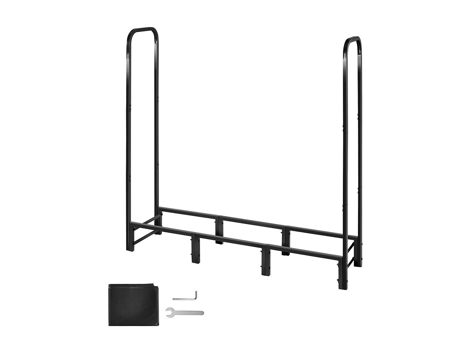 Brandhoutopslag SucceBuy voor Verwarming met Waterdichte Hoes, Metaal Buiten Houtopslag, 122 x 32 x 118 cm, Maximale Belasting 181,4 kg, voor Terras