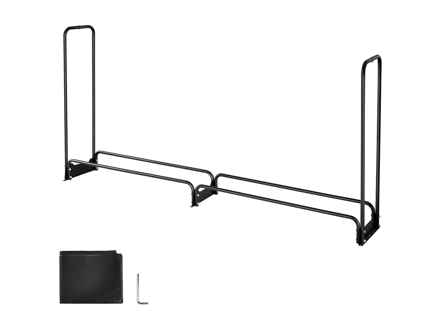 Brandhoutopslag SucceBuy voor Verwarming met Waterdichte Hoes, Metaal Buiten Houtopslag, 257 x 36 x 117 cm, Maximale Belasting 299,4 kg, voor Terras