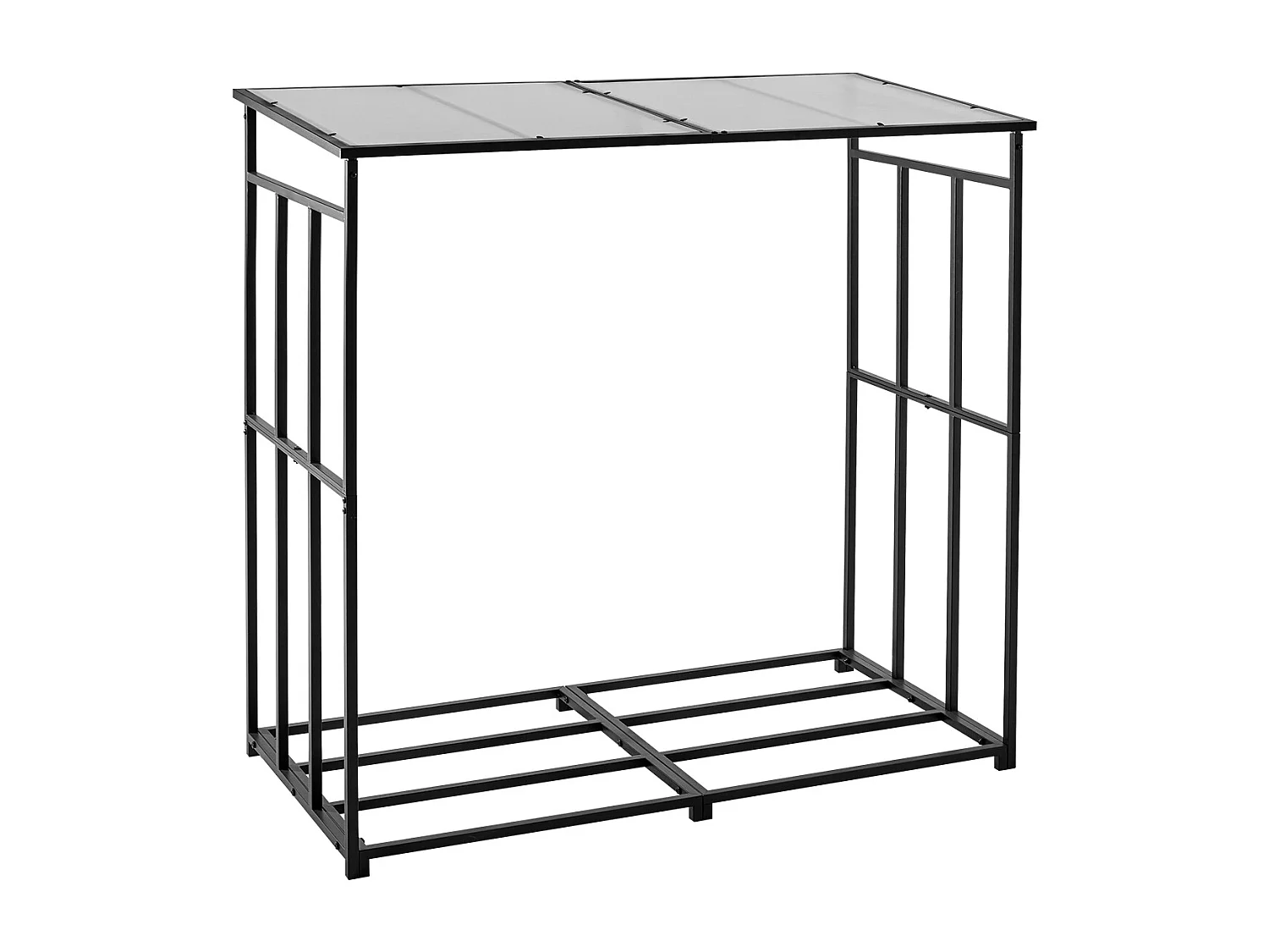 Brandhoutopslag SucceBuy voor Verwarming met Hellend Dak, Metaal Buiten Houtopslag, 143 x 70 x 143 cm, Maximale Draagcapaciteit 299,4 kg, voor Terras