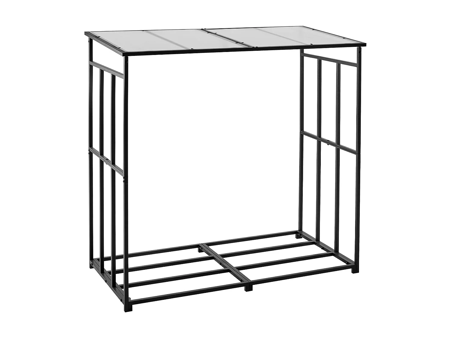 Brandhoutopslag SucceBuy voor Verwarming met Hellend Dak, Metaal Buiten Houtopslag, 185 x 70 x 180 cm, Maximale Draagcapaciteit 299,4 kg, voor Terras
