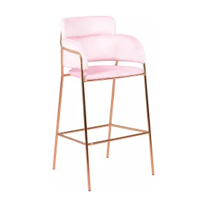 Designer kruk bekleed met fluweel en gouden poten – Cruiser – Roze