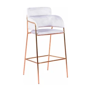 Designer kruk bekleed met fluweel en gouden poten – Cruiser – Grijs