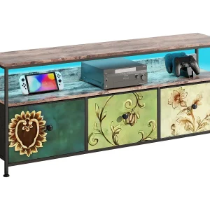 Commode voor de slaapkamer – met LED-verlichting en 3 lades – Multifunctionele ladekast voor slaapkamer en woonkamer – 108 * 30 * 57 cm – Kleurrijk Commode voor de slaapkamer – met LED-verlichting en 3 lades – Multifunctionele ladekast voor slaapkamer en woonkamer – 108 * 30 * 57 cm – Kleurrijk
