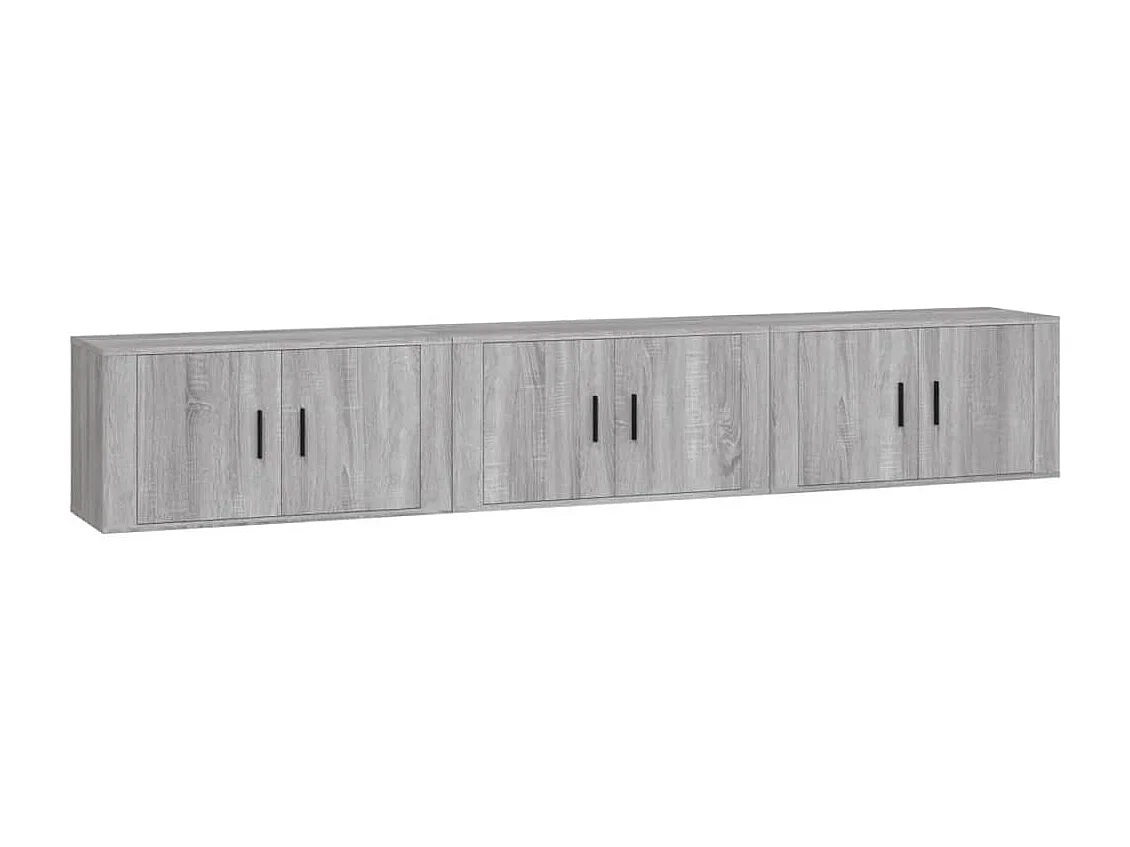 Crofton Tv-wandmeubels 3 st 80x34,5x40 cm grijs sonoma eikenkleurig