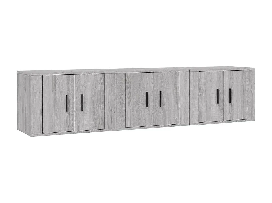 Crofton Tv-wandmeubels 3 st 57x34,5x40 cm grijs sonoma eikenkleurig