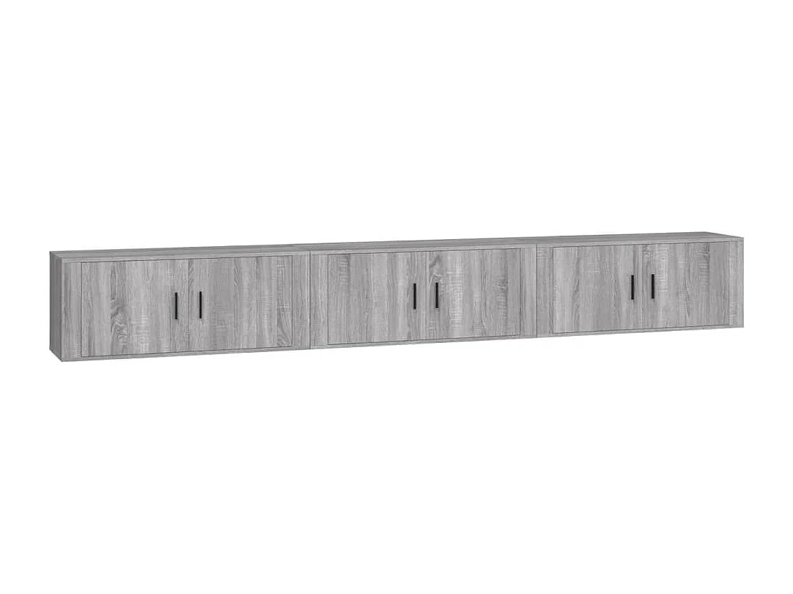 Crofton Tv-wandmeubels 3 st 100x34,5x40 cm grijs sonoma eikenkleurig