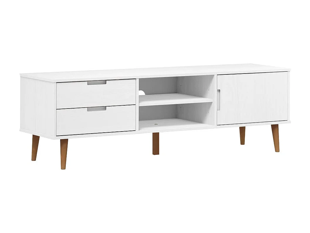 Brila Tv-meubel MOLDE 158x40x49 cm massief grenenhout wit