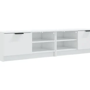 Bryvra Tv-meubels 2 st 80x35x36,5 cm bewerkt hout hoogglans wit Bryvra Tv-meubels 2 st 80x35x36,5 cm bewerkt hout hoogglans wit