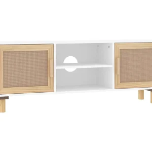 Claudia Tv-meubel 105x30x40 cm massief grenenhout en rattan wit Claudia Tv-meubel 105x30x40 cm massief grenenhout en rattan wit
