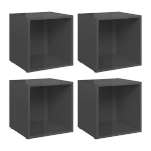 Cape Canaveral  Tv-meubelen 4 st 37x35x37 cm bewerkt hout hoogglans grijs