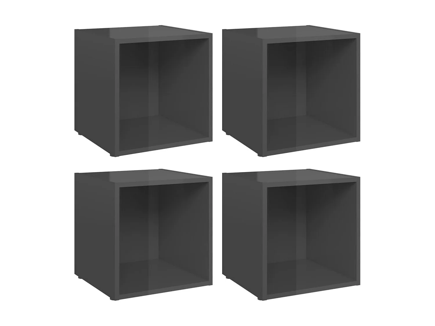 Cape Canaveral Tv-meubelen 4 st 37x35x37 cm bewerkt hout hoogglans grijs