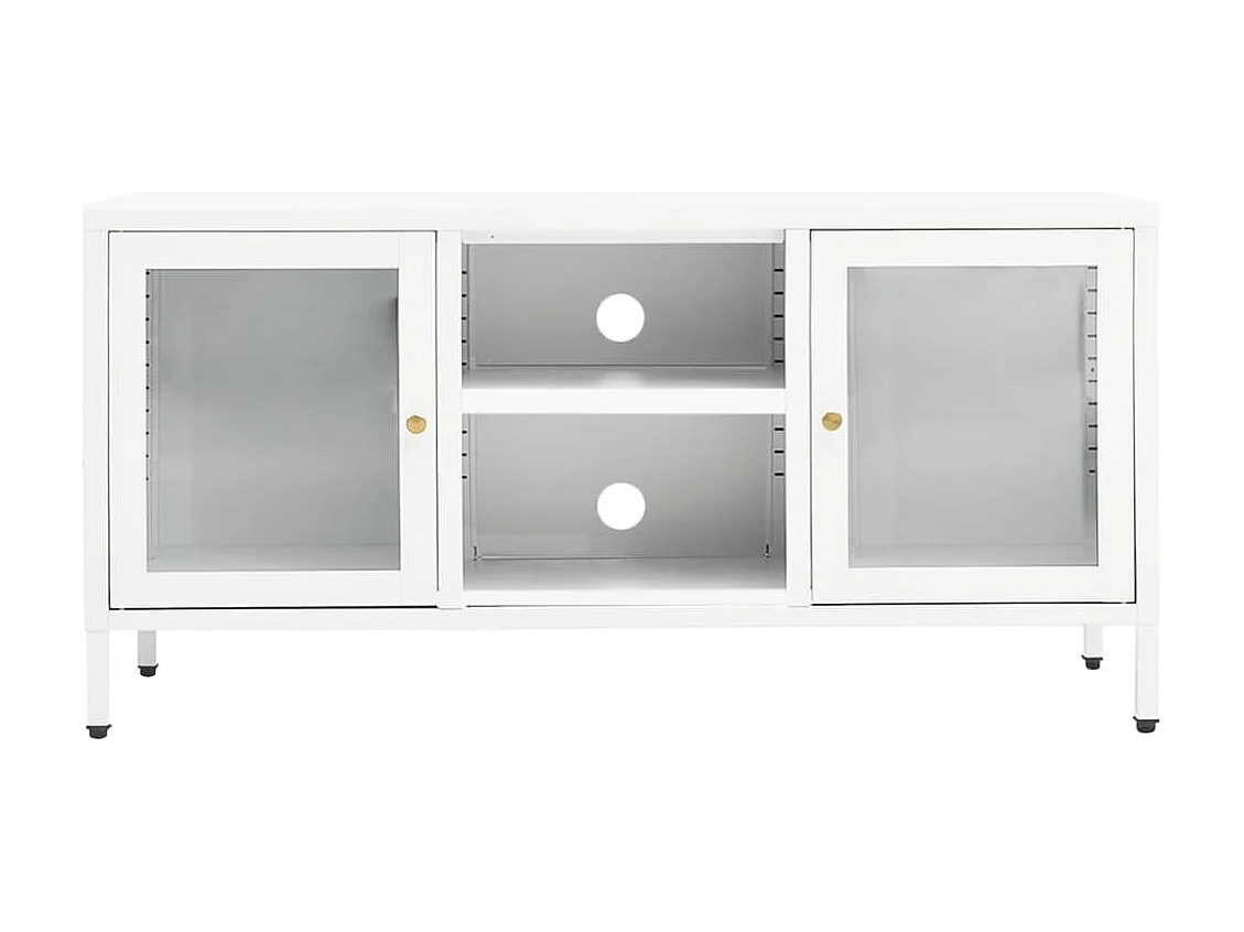 Bylor Tv-meubel 105x35x52 cm staal en glas wit