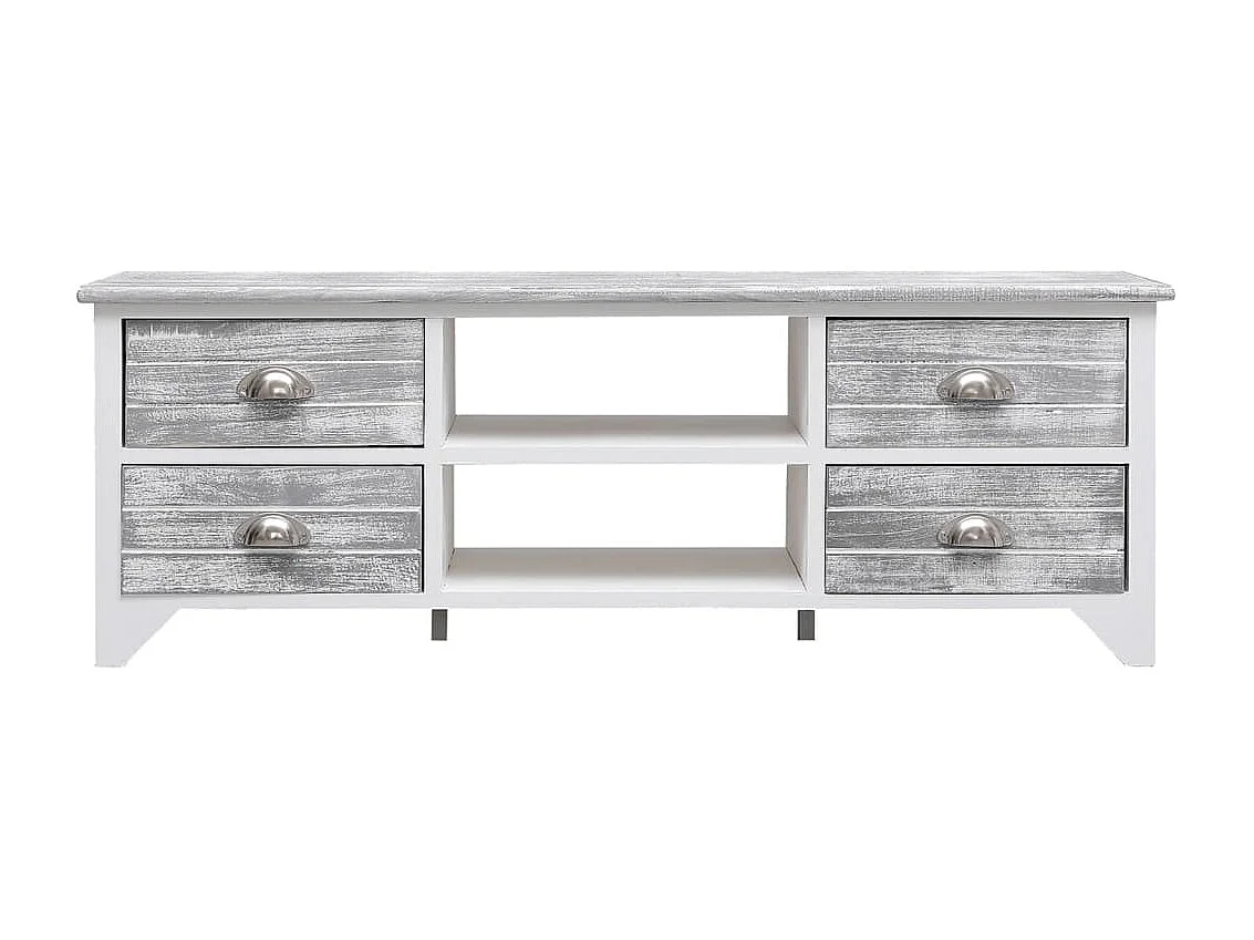 Brookeville Tv-meubel 108x30x40 cm massief paulowniahout wit en grijs