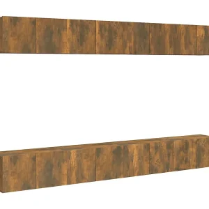 Clara Tv-meubelen 8 st 60x30x30 cm bewerkt hout gerookt eikenkleurig Clara Tv-meubelen 8 st 60x30x30 cm bewerkt hout gerookt eikenkleurig