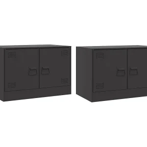 Castlerea Tv-meubelen 2 st 67x39x44 cm staal zwart Castlerea Tv-meubelen 2 st 67x39x44 cm staal zwart
