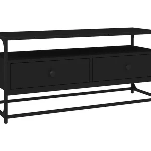 Bralir Tv-meubel 100x35x45 cm bewerkt hout zwart Bralir Tv-meubel 100x35x45 cm bewerkt hout zwart