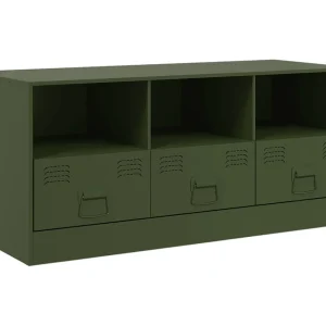 Dafina Tv-meubel 99x39x44 cm staal olijfgroen Dafina Tv-meubel 99x39x44 cm staal olijfgroen