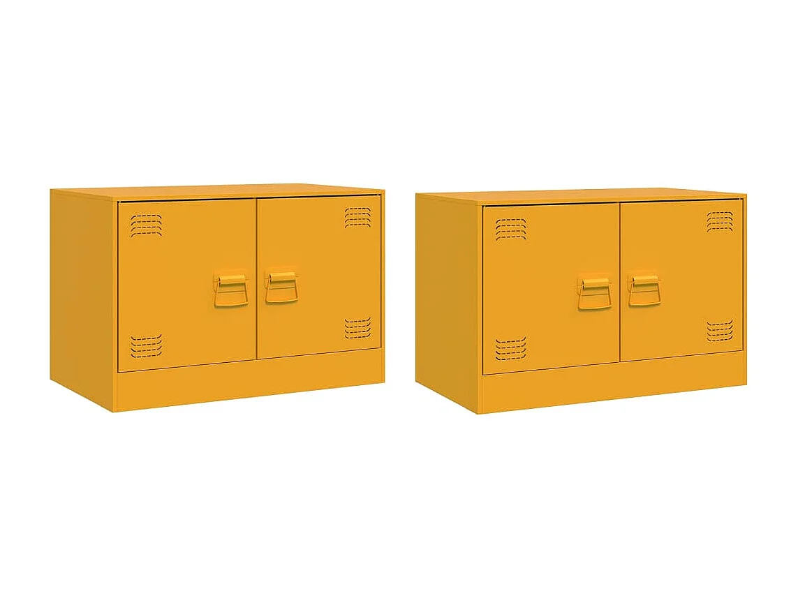 Castlerea Tv-meubelen 2 st 67x39x44 cm staal mosterdgeel