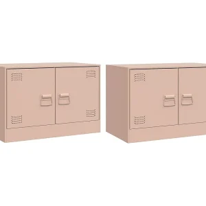 Castlerea Tv-meubelen 2 st 67x39x44 cm staal roze Castlerea Tv-meubelen 2 st 67x39x44 cm staal roze