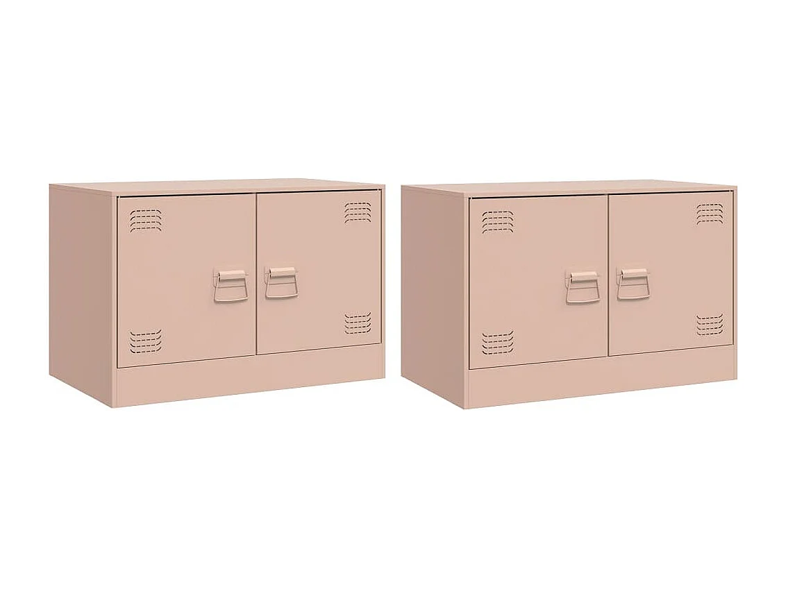 Castlerea Tv-meubelen 2 st 67x39x44 cm staal roze