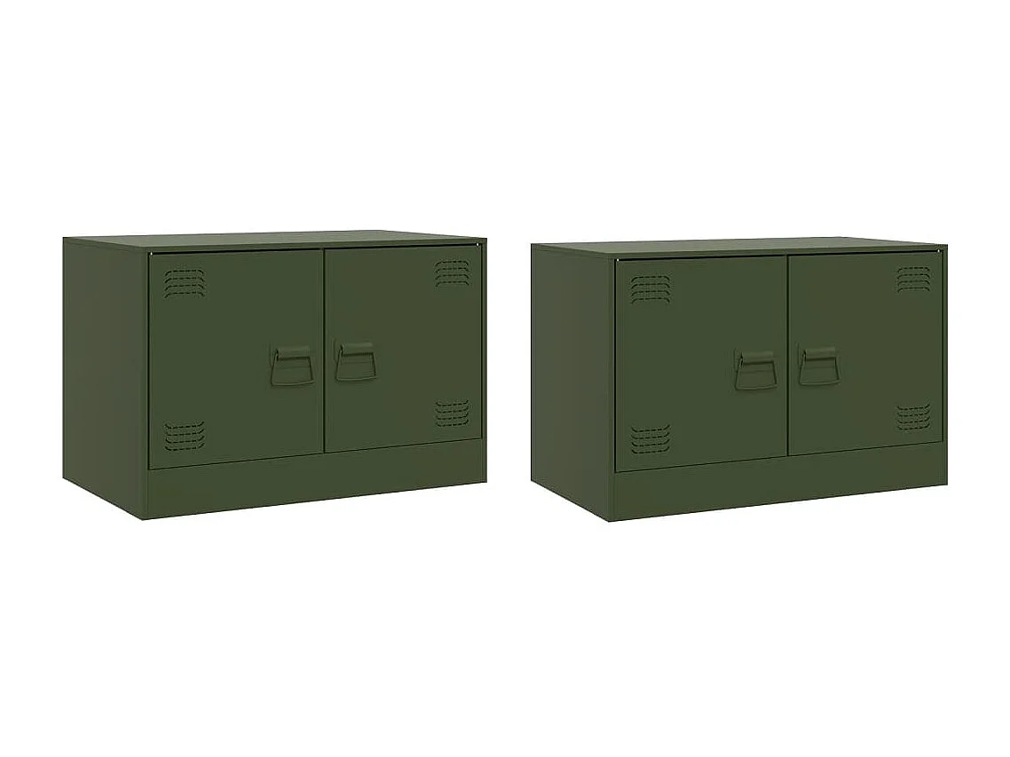 Castlerea Tv-meubelen 2 st 67x39x44 cm staal olijfgroen