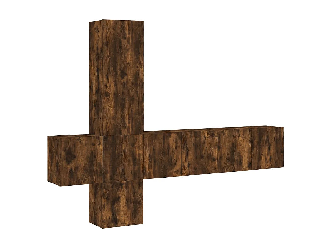 Burr Ridge 5-delige Tv-wandmeubelset bewerkt hout gerookt eikenkleurig