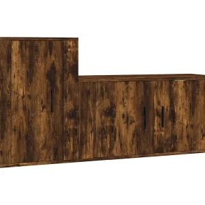 Daniela 2-delige Tv-meubelset bewerkt hout gerookt eikenkleurig Daniela 2-delige Tv-meubelset bewerkt hout gerookt eikenkleurig