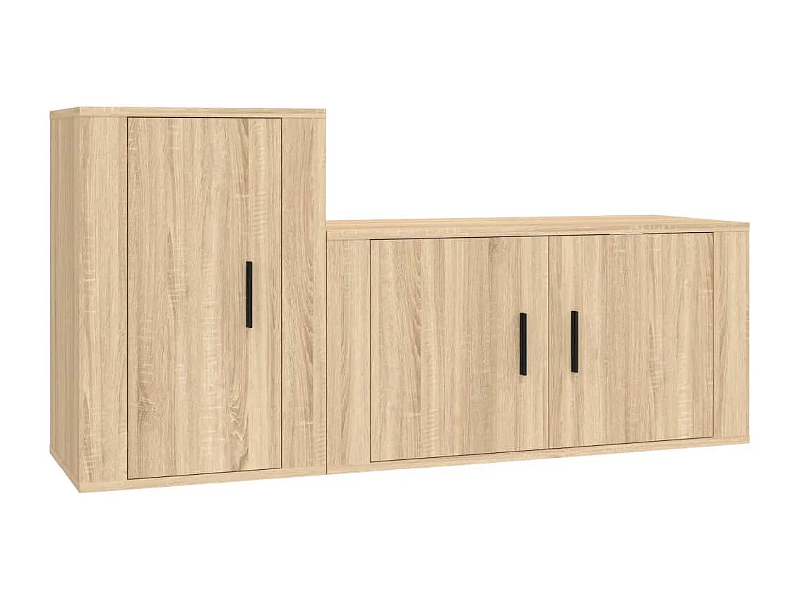 Daniela 2-delige Tv-meubelset bewerkt hout sonoma eikenkleurig