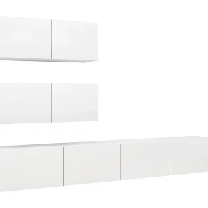 Clonalvy 4-delige Tv-meubelset bewerkt hout wit Clonalvy 4-delige Tv-meubelset bewerkt hout wit