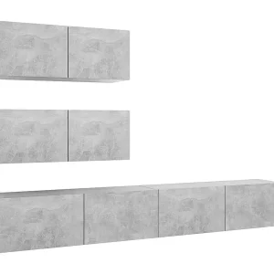 Clonalvy 4-delige Tv-meubelset bewerkt hout betongrijs Clonalvy 4-delige Tv-meubelset bewerkt hout betongrijs
