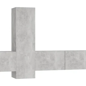 Daingean  3-delige Tv-meubelset bewerkt hout betongrijs