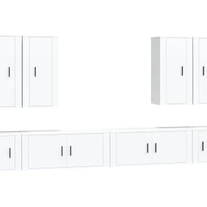Clarion 8-delige Tv-meubelset bewerkt hout wit Clarion 8-delige Tv-meubelset bewerkt hout wit