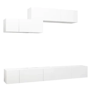 Claudia Isabel 6-delige Tv-meubelset bewerkt hout wit Claudia Isabel 6-delige Tv-meubelset bewerkt hout wit