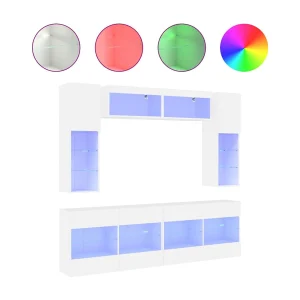 Circleville  6-delige Tv-wandmeubelset met LED-verlichting wit