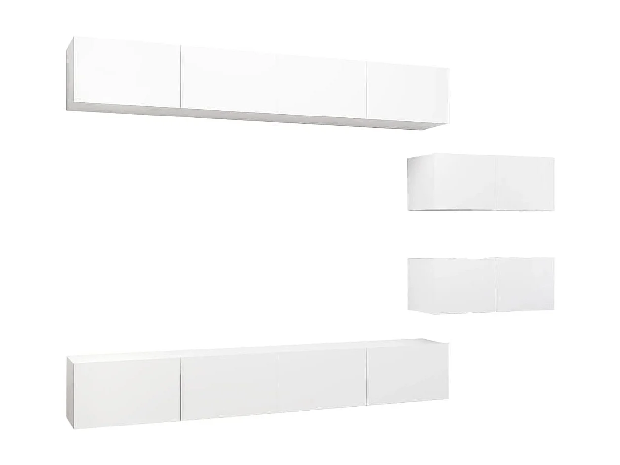 Clara 6-delige Tv-meubelset bewerkt hout wit