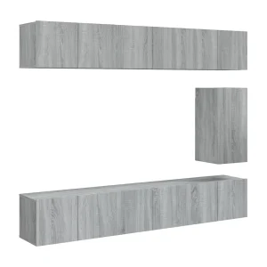 Claudia Isabel 7-delige Tv-meubelset bewerkt hout grijs sonoma eikenkleurig Claudia Isabel 7-delige Tv-meubelset bewerkt hout grijs sonoma eikenkleurig